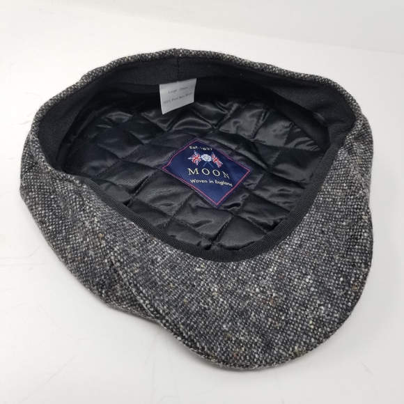 Moon Mens Wool Tweed Newsboy Flat Cap 8 Panel Button Gray Size Large 59cm - Picture 3 of 12